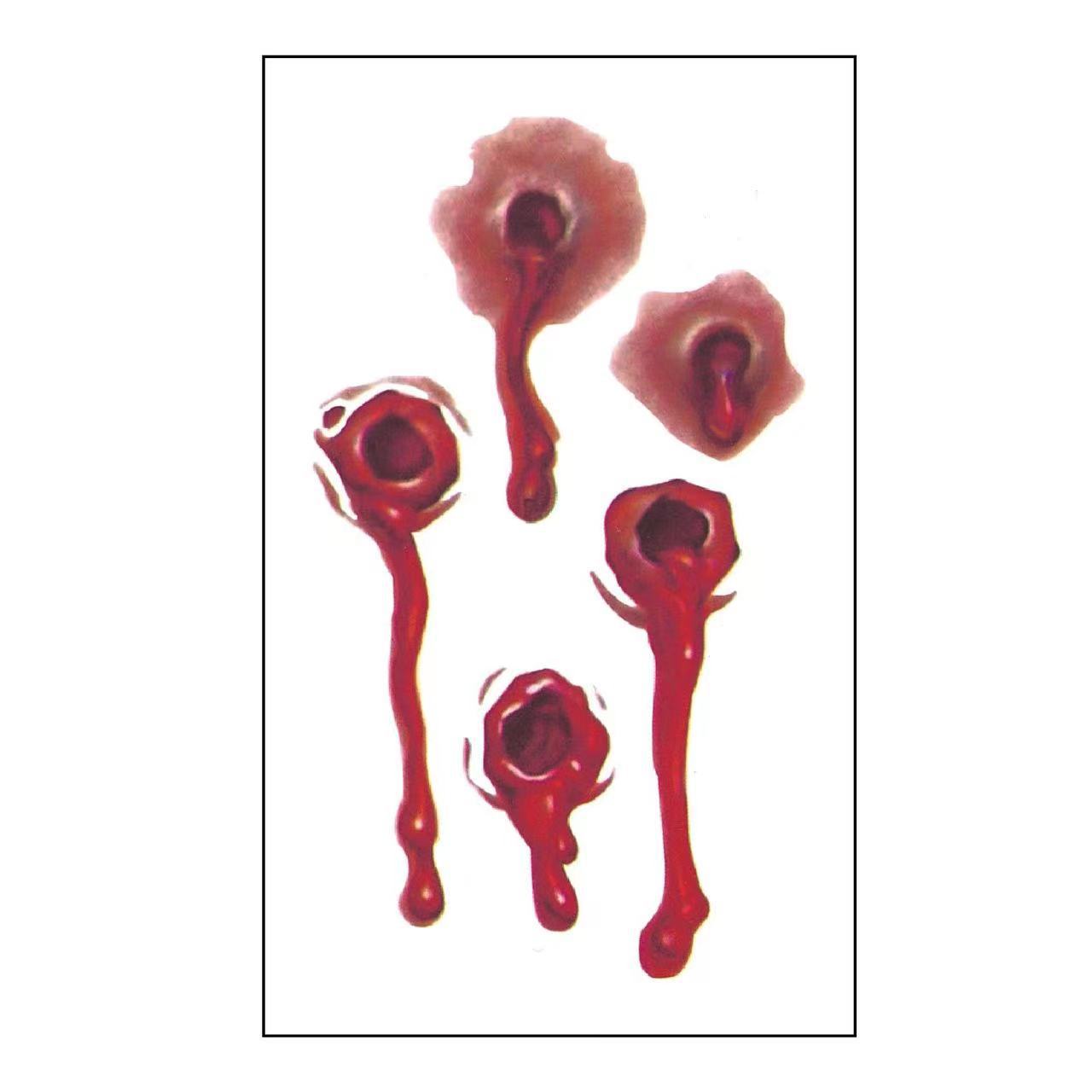 Wholesale 5pcs/pack Halloween Realistic Scar Tattoo Sticks Tooth Marks Scratches Stitch Wound Scars Horror Party Tattoo Sticks